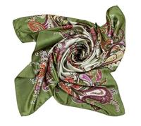 YUECIBAI Schal Damen Blumen Druck Kopf Wrap Schal Quadratisch 90X90Cm Handtuch Imitiert Seiden Stoff Schal Grün