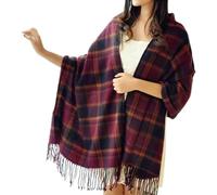 YUECIBAI Schal Damen Dicker Schal Damen Schal Eleganter Plaid Print Schal Mit Quaste Trim Damen Für Wärme Dunkel Lila