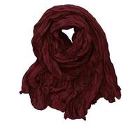 YUECIBAI Schal Damen Mode Frauen Schal Einfarbig Plissee Retro Warmer Langer Schal Weich Vintage Inspirierter Schal XXS Dunkelrot