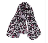 YUECIBAI Schal Damen Mode Tier Druck Dünne Baumwolle Leinen Sexy Leoparden Schal Winter Warm Wind Dicht Radfahren Voile Hals Warm Hijab 90 X180 cm Grau