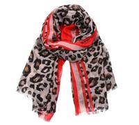 YUECIBAI Schal Damen Mode Tier Druck Dünne Baumwolle Leinen Sexy Leoparden Schal Winter Warm Wind Dicht Radfahren Voile Hals Warm Hijab 90 X180 cm Rot