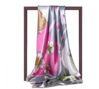 YUECIBAI Schal Damen Seide Quadratischer Schal Hijab Kopf Wraps Bandana Print Große Weibliche Halstuch Schal Haar Band Hals Schals 90Cm Ft81-1