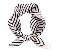 YUECIBAI Schal Damen Seiden Schal Für Frauen Atmungsaktiv Modischer Hals Kragen Mit Buntem Druck Perfektes Haarband Halstuch Für Partys Pendelt Schwarz Weiß