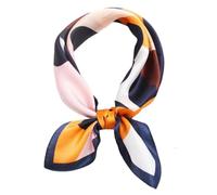 YUECIBAI Schal Damen Seiden Schal Für Frauen Atmungsaktiv Modischer Hals Kragen Mit Buntem Druck Perfektes Haarband Halstuch Für Partys Pendelt Blau