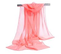 YUECIBAI Schal Damen Transparente Chiffon Seiden Schal Strand Tuch Sonnencreme Schal Frauen Hochzeit Abend Party Kleid Schal 160X50Cm Orange Pink