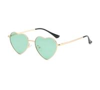 YUELUQU Polarisiert Herz Sonnenbrille Damen Herren Hippie Brille Vintage Liebe Metallrahmen Sonnenbrille für Festival Party Reise Fotoshooting Brille (Grün)