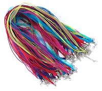 yueton 50 Colorful selbstgemachten Schmuck Voile String Band Organza Saiten Karabinerverschluss Halskette Kette Bindekordeln