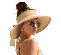 YUEXNKO Sommerhut für Damen,Sonnenhüte für Damen Reise Sonnenhut Damen UV Schutz Faltbar Damen Sonnenhut Sommer,Sonnenhut Sommer Breite Krempe Stroh Eimer Hut mit Bowknot Sommerreise Strohhut (B)