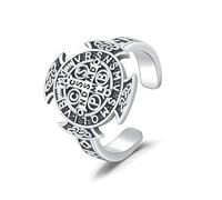 YueYuan Herren Ringe St. Benedikt Ringe 925 Sterling Silber Vintage Herren Ringe Kreuz Verstellbare Ringe Amulett Ringe für Männer Damen