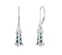 YueYuan Leuchtturm Ohrringe 925 Sterling Silber Meer Leuchtturm Schmuck Ohrringe für Damen Farbe: Grün
