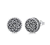 YueYuan Lotus Wikinger-Runen Ohrringe 925 Sterling Silber für Herren