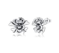 YueYuan Totenkopf Ohrstecker 925 Sterling Silber Schlangen Ohrringe Schädel Ohrringe Halloween Schmuck Geschenke für Herren Damen Geburtstag Weihnacht