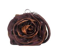 YUEZHAN Abendtasche Damen Clutch Braut Rose Blume Abend Clutch Geldbörse Frauen Tasche Kleine Handtasche Dame Seide Hochzeit Dekorieren Totes Party Brautjungfer Geschenk Geldbörsen Dunkelbraun