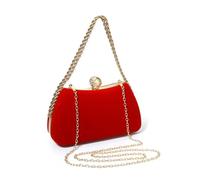 YUEZHAN Abendtasche Damen Clutch Damen Wildleder Abend Tasche Strass Abend Clutch Kristall Clutch Geldbörse Hochzeit Elegante Handtaschen Geldbörse Braut Tasche Rot