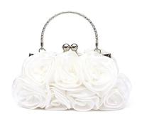 YUEZHAN Abendtasche Damen Clutch Frauen Abend Tasche Mode Rose Blumenmuster Handtasche Braut Clutch Tasche Für Hochzeit Abend Party Weiß