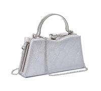 YUEZHAN Abendtasche Damen Clutch Metall Griff Glitzernde Abend Tasche Damen Clutch Glänzende Handtasche Silber