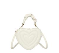 YUEZHAN Abendtasche Damen Clutch Mode Herzförmige Schöne Schulter Taschen Für Damen Pu-Leder Damen Crossbody-Taschen Vintage Casual Whiite