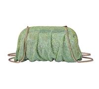 YUEZHAN Abendtasche Damen Clutch Mode Strass Abend Tasche Plissee Lady Geldbörse Hochzeit Party Clutch Handtasche Damen Kette Cocktail Cross Body Schulter Tasche Hellgrün
