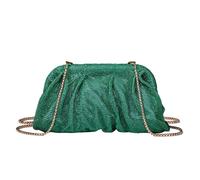 YUEZHAN Abendtasche Damen Clutch Mode Strass Abend Tasche Plissee Lady Geldbörse Hochzeit Party Clutch Handtasche Damen Kette Cocktail Cross Body Schulter Tasche Grün