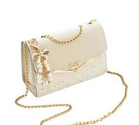 YUEZHAN Abendtasche Damen Clutch Modische Umhängetasche Damen Trendy Pailletten Einzel Schulter Taschen Handy Tasche Damen Pu-Leder Handtasche Mit Quaste Anhänger Beige