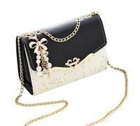 YUEZHAN Abendtasche Damen Clutch Modische Umhängetasche Damen Trendy Pailletten Einzel Schulter Taschen Handy Tasche Damen Pu-Leder Handtasche Mit Quaste Anhänger Schwarz