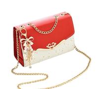 YUEZHAN Abendtasche Damen Clutch Modische Umhängetasche Damen Trendy Pailletten Einzel Schulter Taschen Handy Tasche Damen Pu-Leder Handtasche Mit Quaste Anhänger Rot