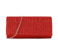 YUEZHAN Abendtasche Damen Clutch Stilvolle Glitzer-Umschlag-Clutch-Abend Tasche Mit Abnehmbarem Ketten Gurt Für Damen Elegante Hochzeits-Braut-Abschluss Ball-Party-Handtasche Rot