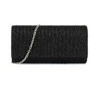 YUEZHAN Abendtasche Damen Clutch Stilvolle Glitzer-Umschlag-Clutch-Abend Tasche Mit Abnehmbarem Ketten Gurt Für Frauen Elegante Hochzeits-Braut-Abschluss Ball-Party-Handtasche Schwarz