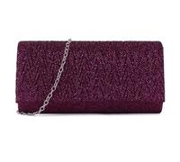 YUEZHAN Abendtasche Damen Clutch Stilvolle Glitzer-Umschlag-Clutch-Abend Tasche Mit Abnehmbarem Ketten Gurt Für Frauen Elegante Hochzeits-Hochzeits-Abschluss Ball-Party-Handtasche Burgund