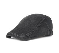 YUEZHAN Barett Baskenmützen Für Herren Retro Jeans Kappe Künstlerisch Beret MES Newsboy Hut Frauen Outdoor Sonnen Hüte Flache Kappe Verstellbare Geschenk Adjustable55-60Cm Schwarz