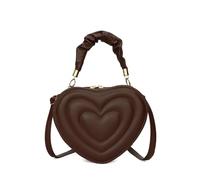 YUEZHAN Damen Abendtasche Herzförmige Clutch Mode Pu-Leder Damen Crossbody-Tasche Vintage Casual Braun