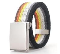 YUEZHAN Gürtel 120Cm Bunte Streifen Canvas Gürtel Für Frauen Jeans Bund Verstellbarer Gürtel Männer Outdoor Reise Taktische Metalls Chnalle Gürtel Schwarz Grauweiß