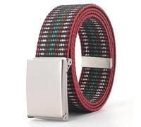 YUEZHAN Gürtel 120Cm Bunte Streifen Canvas Gürtel Für Frauen Jeans Bund Verstellbarer Gürtel Männer Outdoor Reise Taktische Metalls Chnalle Gürtel Dunkel Bunt