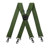 YUEZHAN Hosenträger Suspender Strapazierfähige Arbeits-Hosenträger Für Herren 3,5 cm Breit X-Form Mit 4 Drehbaren Karabinerhaken Verstellbare Elastische Biker-Snowboard-Hosenträger Armeegrün