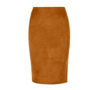 YUEZHAN Hübscher Rock Bleistiftrock Damen Damen Bleistift Rock Mit Hoher Taille Hüft Gewickelter Wildleder Rock Mit Schlitz Design Reiß Verschluss Knie-Länge Rock XL Braun