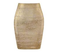 YUEZHAN Hübscher Rock Bleistiftrock Damen Damen Rock Sexy Bandage Rock High Street Skinny Party Mini Bleistift Röcke L Gold