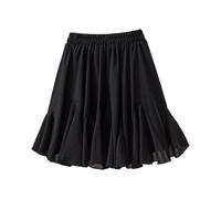 YUEZHAN Hübscher Rock Bleistiftrock Damen Eleganter Frauen Rock Elastisch Hohe Taille Puffy Hem Kurz Rock Einfarbig A-Linie Rock L Schwarz