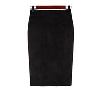 YUEZHAN Hübscher Rock Bleistiftrock Damen Frauen Wildleder Multi Farbe Bleistift Midi Rock Weiblich Bodycon Röcke L Schwarz