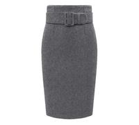 YUEZHAN Hübscher Rock Bleistiftrock Damen Samt Frauen Rock Hohe Taille Knie Länge Enge Taille Dicke Dame Midi Rock 3XL Dunkelgrau