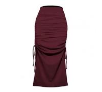 YUEZHAN Hübscher Rock Bleistiftrock Damen Schürf Rock Sexy Hüfte Unregelmäßiger Rock Schlank Mode Hohe Taille Club Rock M WineRed