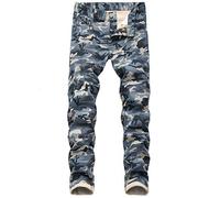 YUEZHAN Jeans Pantalon Modische Herren-Camouflage-Jeans Personalisierte Herren-Freizeithose Mit Schmaler Passform Und Stretch-Aufdruck 34 1553-2