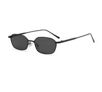 YUEZHAN Sonnenbrille Herren Kleine Quadratische Sun Glasse Frauen Männer Punk Metallrahmen Sonnenbrille Herren Retro Brille Uv400 Brillen C1Black-Black