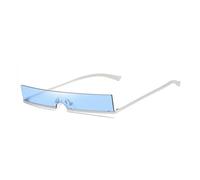 YUEZHAN Sonnenbrille Herren Männer Einzigartige Halbrahmen Sonnenbrille Frauen Mode Rechteck Metall Sonnenbrille Männer Silber-Blau