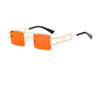YUEZHAN Sonnenbrille Herren Mode Rechteck Sonnenbrille Frauen Männer Kleine Schattierungen Schwarz Punk Sonnenbrille Für Weibliche Brillen Uv400 C3Goldred