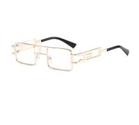 YUEZHAN Sonnenbrille Herren Mode Rechteck Sonnenbrille Frauen Männer Kleine Schattierungen Schwarz Punk Sonnenbrille Für Weibliche Brillen Uv400 C10Gold Clear
