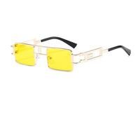 YUEZHAN Sonnenbrille Herren Mode Rechteck Sonnenbrille Frauen Männer Kleine Schattierungen Schwarz Punk Sonnenbrille Für Weibliche Brillen Uv400 C4Goldyellow