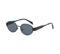 YUEZHAN Sonnenbrille Herren Retro Kleine Ovale Sonnenbrille Herren Damen Metall Runde Sonnenbrille Herren Klassisch Lässige Fahr Schaltungen Schwarz Schwarz Schwarz