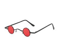 YUEZHAN Sonnenbrille Herren Runde Vintage Sonnenbrille Herren Kleine Rahmen Metall Sonnenbrille Damen Retro Mode Brillen Uv400 Schwarz-Rot