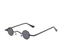 YUEZHAN Sonnenbrille Herren Runde Vintage Sonnenbrille Herren Kleine Rahmen Metall Sonnenbrille Damen Retro Mode Brillen Uv400 Schwarz-Schwarz