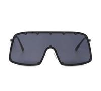YUEZHAN Sonnenbrille Herren Übergroße Sonnenbrille Mit Einer Linse Niet-Mode Für Männer Frauen Spiegel Uv400 Vintage-Brille Schwarz